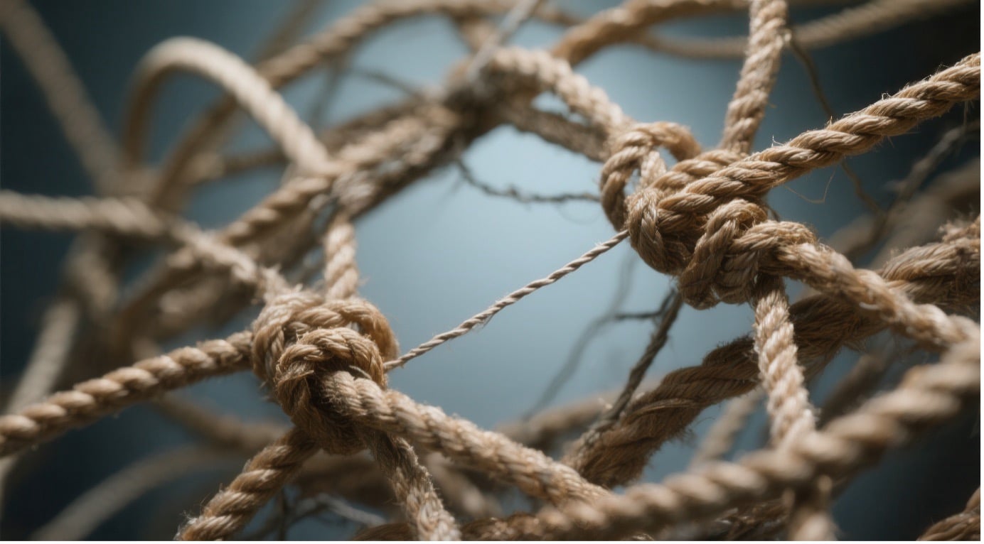 A rope with a lot of knots representing the complexity and fragility of  modern Supply Chains