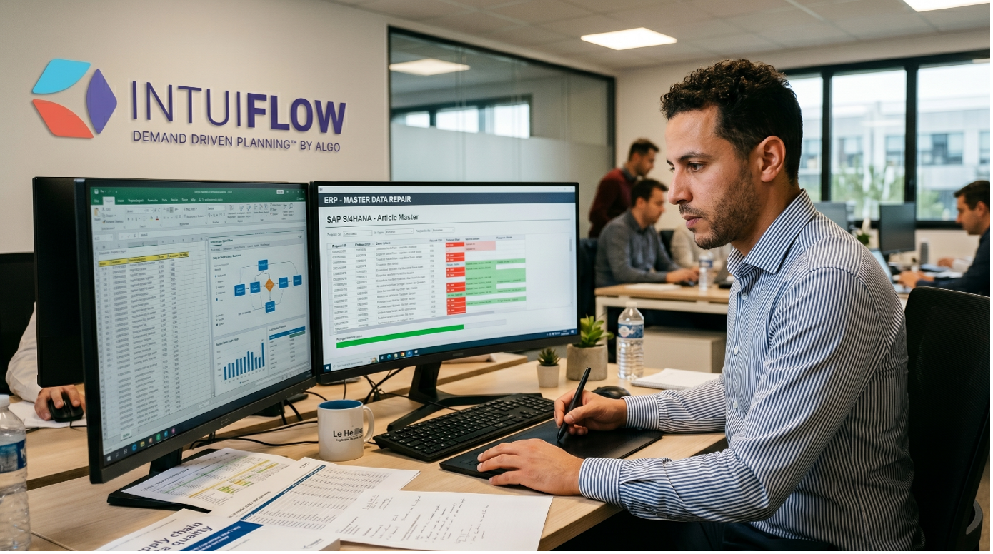 Illustration d'un planificateur travaillant sur Excel à la place de l'ERP fragilisant donc la master data