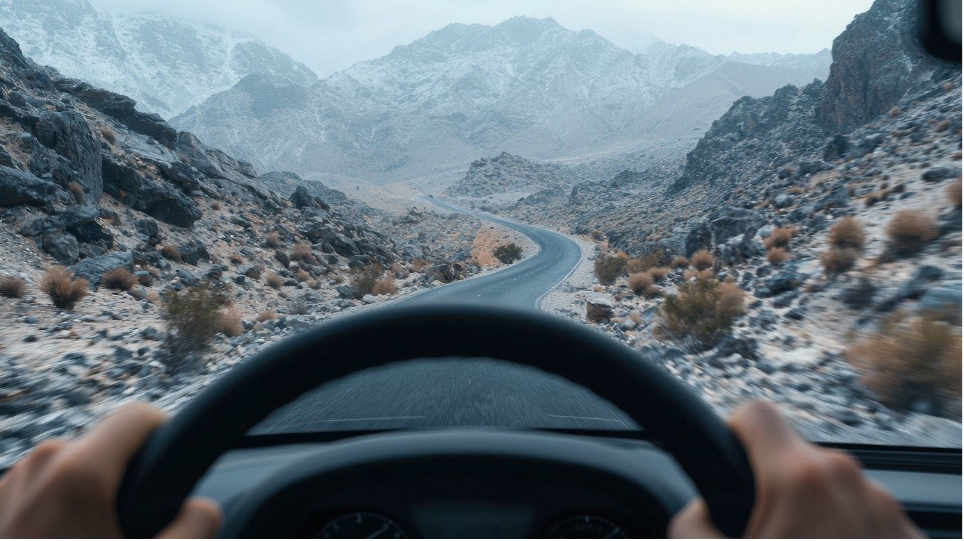 Image d'une route vue depuis l'intérieur d'une voiture, métaphore d'un planificateur au volant de d'une Supply Chain